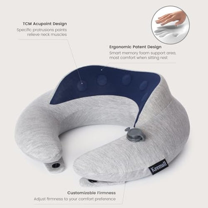 Keemall Inflatable Travel Neck Pillow Plane, 3rd Generation Double Comfort - color: Leisure Grey, size: Medium