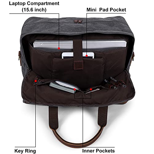 S-ZONE Mens Canvas Travel Duffel Bag Weekend Overnight Bag with Shoes Laptop Compartment 2.0 Version - color: Dark Grey