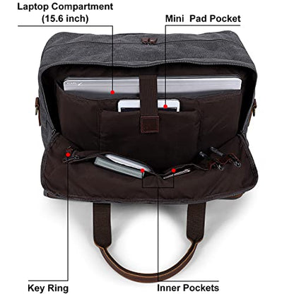 S-ZONE Mens Canvas Travel Duffel Bag Weekend Overnight Bag with Shoes Laptop Compartment 2.0 Version - color: Dark Grey