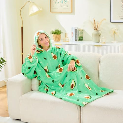 Moinlizy Oversized Wearable Blanket Hoodie for Women Men - color: Avocado