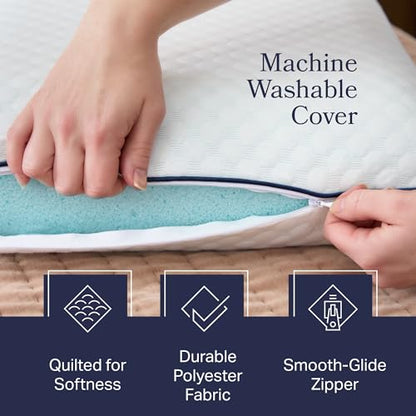 Weekender Cooling Gel Memory Foam Pillow for Sleeping – Standard Size, Ventilated Cooling Pillow for Side & Back Sleepers, Neck & Shoulder Support, Medium Firm, Washable Cover - size: Standard, style: 1 Pack