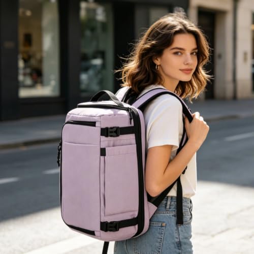 Travel Backpack for Men Women, Carry On Laptop Backpack - color: Purple-1