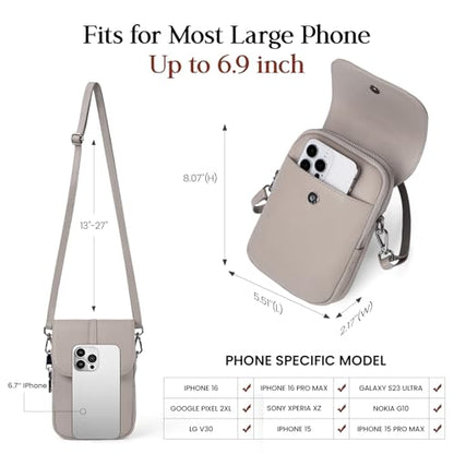 befen Genuine Leather Small Crossbody Bags for Women Cell Phone Purse - color: Beige Grey