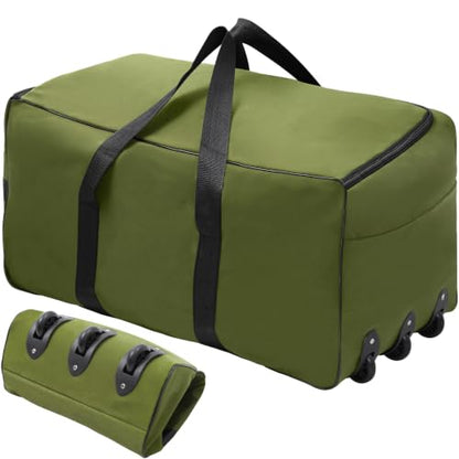 REDCAMP 85L/120L/140L Foldable Duffle Bag with Wheels, Large Travel Duffel Bag - color: 120L Green