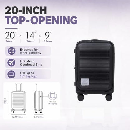 20" Carry On Luggage, Small Top Opening Suitcase, Black - color: Black