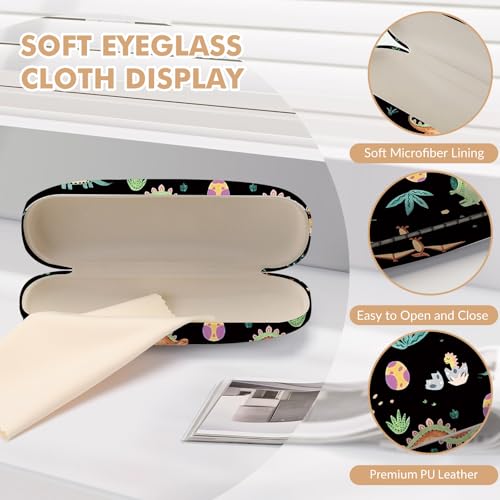 Glasses Case Hard Shell,Portable Protective Eyeglasses Case, Eyeglass Holder Box with Cleaning Cloth,for Women Men - color: Dinosaur