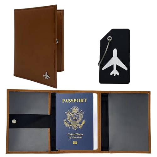 Pilot Wallet Passport Holder: Brown Leather Travel Walle - color: Brown
