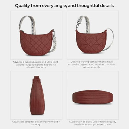 Travelon Anti-Theft Boho Crescent Crossbody - color: Paprika
