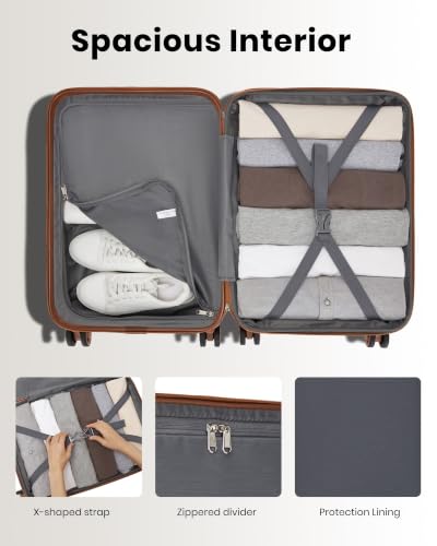Kono 24 Inch Luggage Suitcase with Spinner Wheels TSA Lock - color: Cream White, size: 24-inch Medium-checked