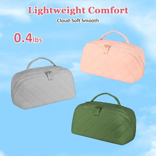 Travel Makeup Bag, Festivalment Wide Open Lay-Flat Water-Resistant - color: Green