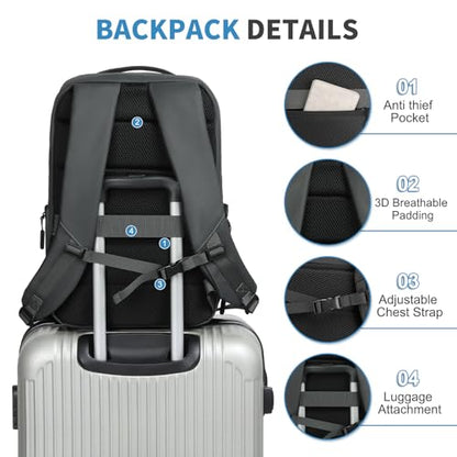 38L Travel Backpack 17" Laptop Backpack, Grey - color: Grey