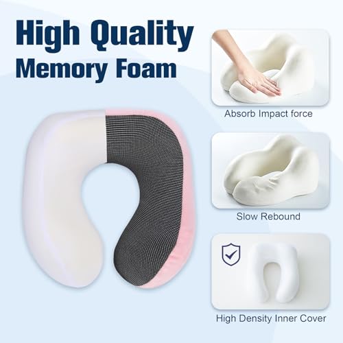 Cirorld Neck Pillow for Traveling, Travel Pillows for Airplanes Pink - color: Pink