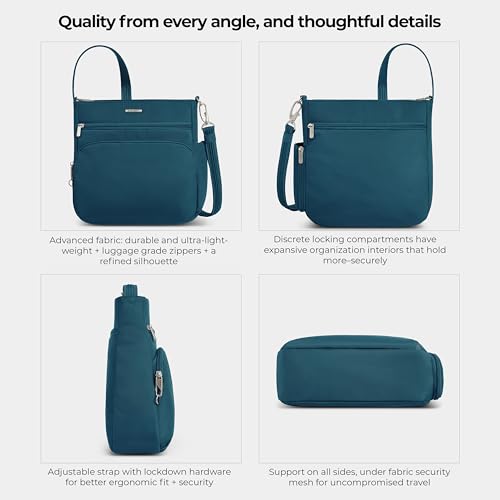 Travelon Anti-Theft Classic North/South Crossbody Bag - color: Teal