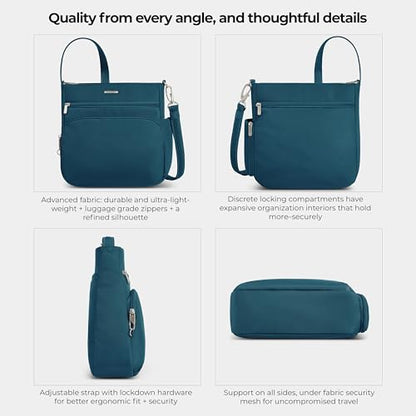 Travelon Anti-Theft Classic North/South Crossbody Bag - color: Teal