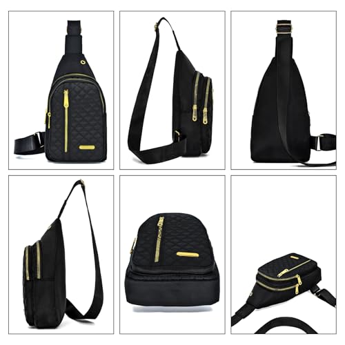 Aisijimo Small Sling Bag For Women Men Casual Crossbody Sling Backpack - color: Black