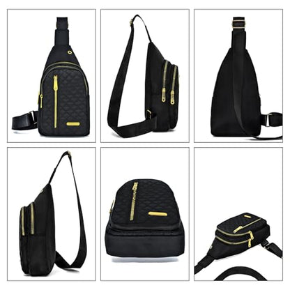 Aisijimo Small Sling Bag For Women Men Casual Crossbody Sling Backpack - color: Black