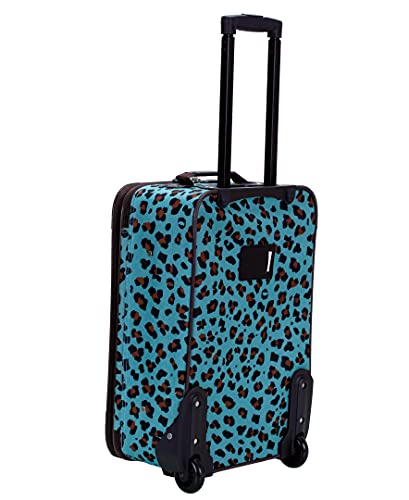 Rockland Fashion Softside 4 Piece Luggage Set, Expandable, (14" Tote/19"/24"/28"), Blue Leopard - color: Blue Leopard, size: 4 Piece (28"/24"/19"/14" Tote)