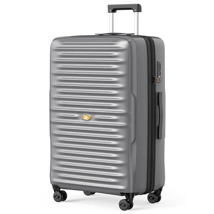 28 Inch Large Checked Luggage, PC Hardshell Suitcase, Silver - color: 1-Silver, size: Checked 28-Inch