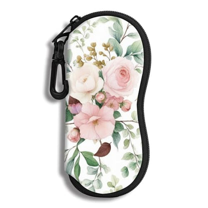 Hion Sunglasses Soft Case Ultra Light Neoprene Zipper Eyeglass Case With Belt Clip - color: 2b-flowers Pinck