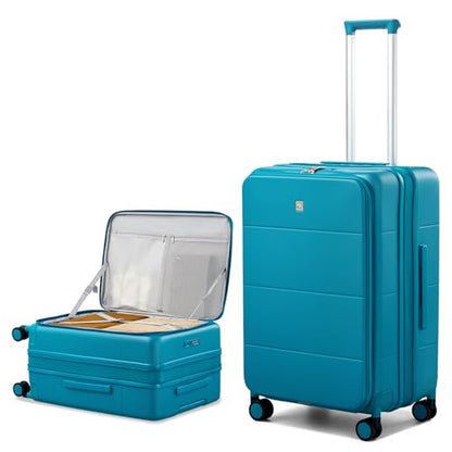Hanke Expandable Medium Checked Luggage, 24 Inch Top Opening Suitcase - color: Caribbean Blue, size: 24 Inch EXT