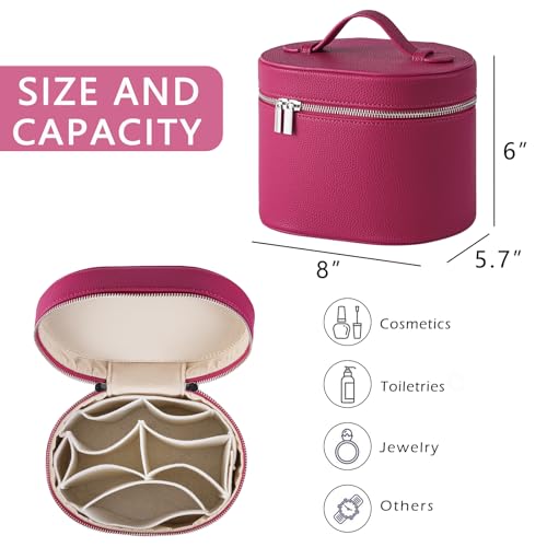 RSRSLEII Waterproof PU Leather Makeup Bag,Portable Toiletry Bag(05Hot Pink) - color: 05Hot Pink