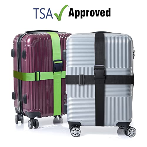2 PCS Luggage Strap 78" x 2" Suitcase Belts Wide Adjustable Packing Straps Travel Accessories, Green - color: 2pcs Green