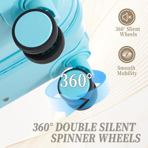 GDFStudio 20/24/28 Inch 3 Piece Luggage Set, ABS Hard Shell Spinner Suitcase with 360° Silent Wheels, Expandable Capacity,Combination Lock, Retractable Handle, Carry On & Checked Suitcases,Blue - color: Blue, size: 20/24/28In