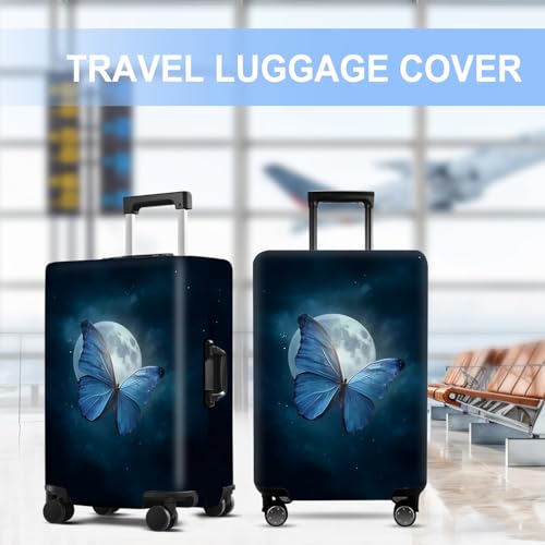 Blue Butterfly Luggage Cover Washable Suitcase Protector Anti-scratch Suitcase cover Fits 24-26 Inch Luggage M - color: Blue butterfly, size: M(24-26inch suitcase)