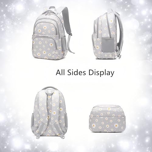 3Pcs Flower Daisy Backpack for Girls with Lunch Box Kids School Bag - color: 3pcs-pink