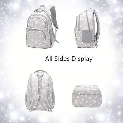 3Pcs Flower Daisy Backpack for Girls with Lunch Box Kids School Bag - color: 3pcs-pink