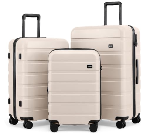 Coolife Luggage Set, 3 Piece Lightweight Durable Hardshell, Matte White - color: Matte White