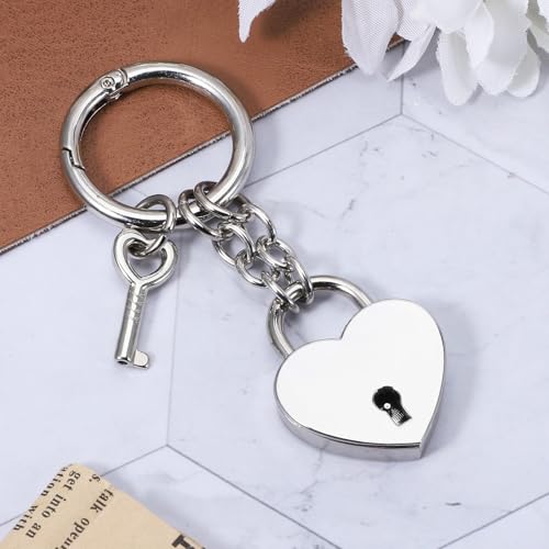 Heart Star Shaped Padlock Bag Charms with Key Mini Silver Heart Star Padlock Bag Keychain Small KeyChain for Women Mini Lock with Key for Handbag Fashion Accessories