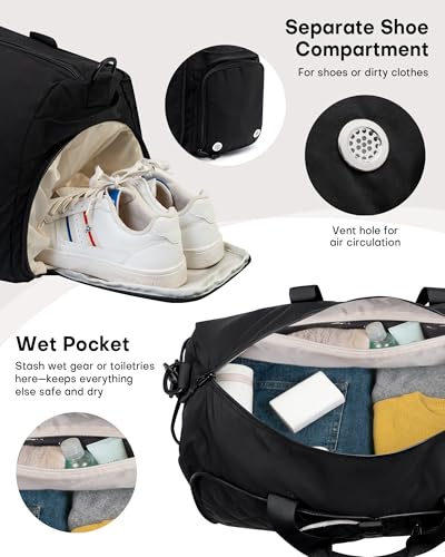 40L Large Foldable Duffle Bag for Women & Men Travel - color: Beige