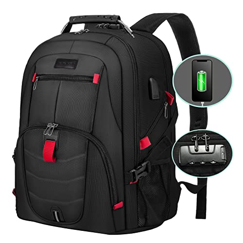 LOVEVOOK Large Laptop Backpack for Men,15.6Inch Heavy Duty Travel Backpack - color: Black, size: 15.6 inch