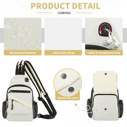 Sling Bag for Men Women,Convertible Crossbody Backpack Chest Bag - color: Beige, size: Large