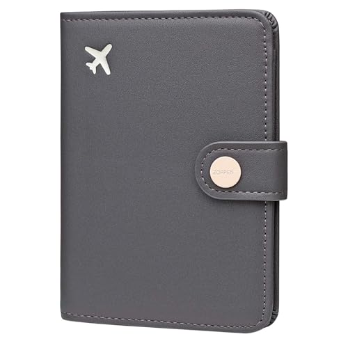 ZOPPEN Passport Holder RFID Blocking Travel Wallet, Dark Grey - color: Grey