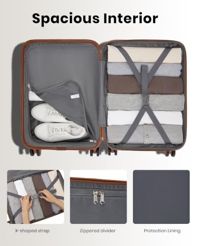 Kono 24 Inch Luggage Suitcase with Spinner Wheels TSA Lock - color: Apricot Blue, size: 24-inch Medium-checked