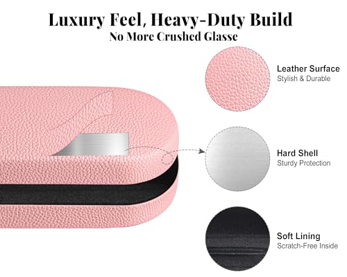 RayLove Glasses Case Hard Shell for Oversized Frames,Large Sunglasses Case With Strong Protection, Travel Eyeglass Case
