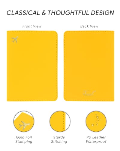Passport Holder for Travel - RFID Blocking for Women & Men - color: Energetic Yellow