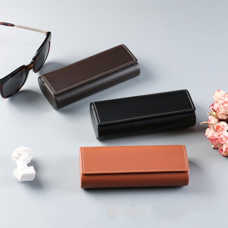 HSYMQ 3PCS Glasses Case, Eyeglasses Case Hard Shell, Reading Hard Glasses Cases for Women Men - color: Black Brown Maroon