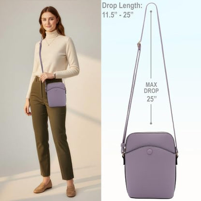 Solene Small Crossbody Bag with Gold Hardware, Mini Shoulder Purse with Adjustable Strap - color: Lavender