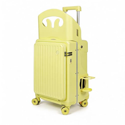 Ride-on Carry-on Suitcase with Foldable Backrest for Kids & Adults,TSA Lock, Cup Holder Versatile Travel Gear for Family(Yellow) - color: Yellow