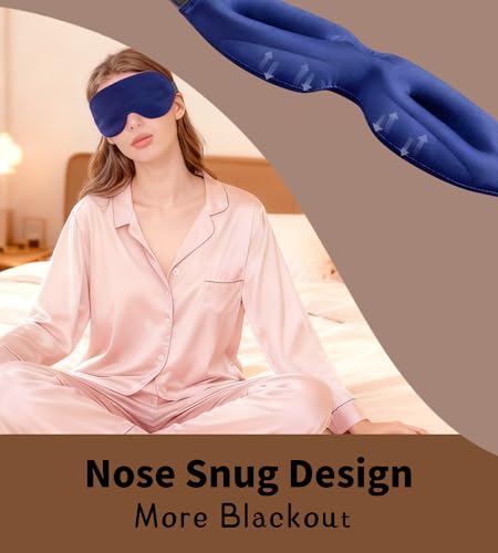 Sleep Mask for Women Men Comfortable Blockout Soft 3D Padded Eye Mask for Sleeping Side Sleeper Friendly Royal Blue - color: Royal Blue