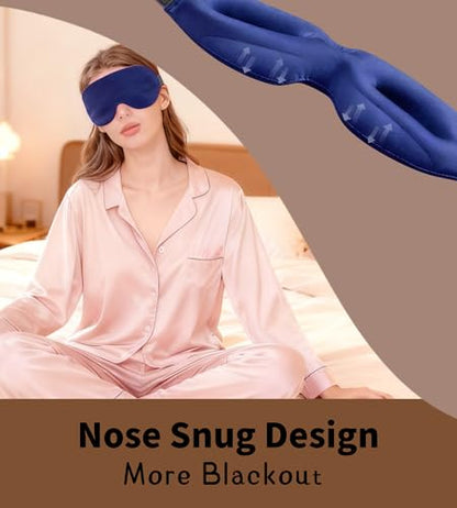 Sleep Mask for Women Men Comfortable Blockout Soft 3D Padded Eye Mask for Sleeping Side Sleeper Friendly Royal Blue - color: Royal Blue