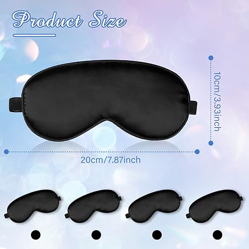 BBTO 4 Pack Silk Sleep Eye Mask, Black - color: Black