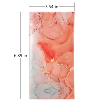 TRIUMPH VISION Eyeglass Case Glasses Case Soft Sunglass Pouch Sleeve 3 Pack - color: Pu Leather Marble White Green Blue Pink Gold