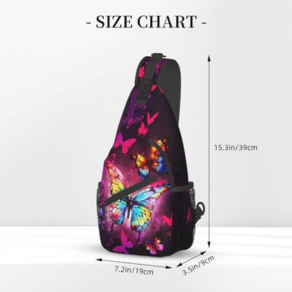 Butterflies Sling Bag Crossbody Sling Backpack for Women Men Travel Hiking Daypack Chest Shoulder Bag - color: 24
