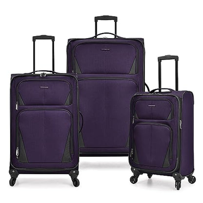 U.S. Traveler Aviron Bay Expandable Softside Luggage with Spinner Wheels, Purple, 3-Piece Set - color: Purple, size: 3-Piece Set