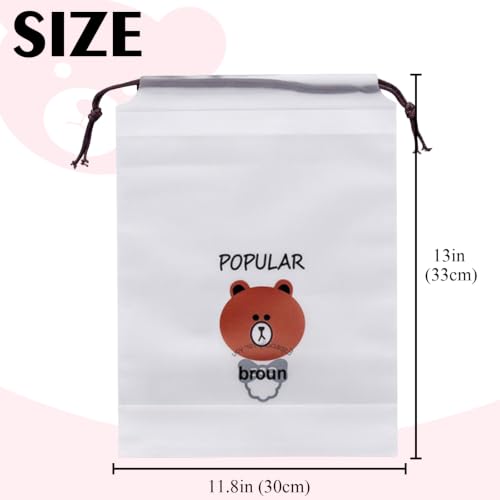 6PCS Clear Shoe Bags for Travel 13" x 11.8" Drawstring Shoe Pouch Packing Waterproof Dustproof Shoe Storage Bag - color: Little Bear 6