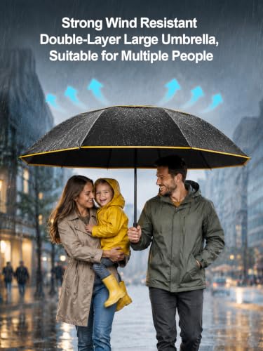 Kalolary 55/62 Inch Large Golf Umbrella UV Protection Compact Umbrella - color: Black